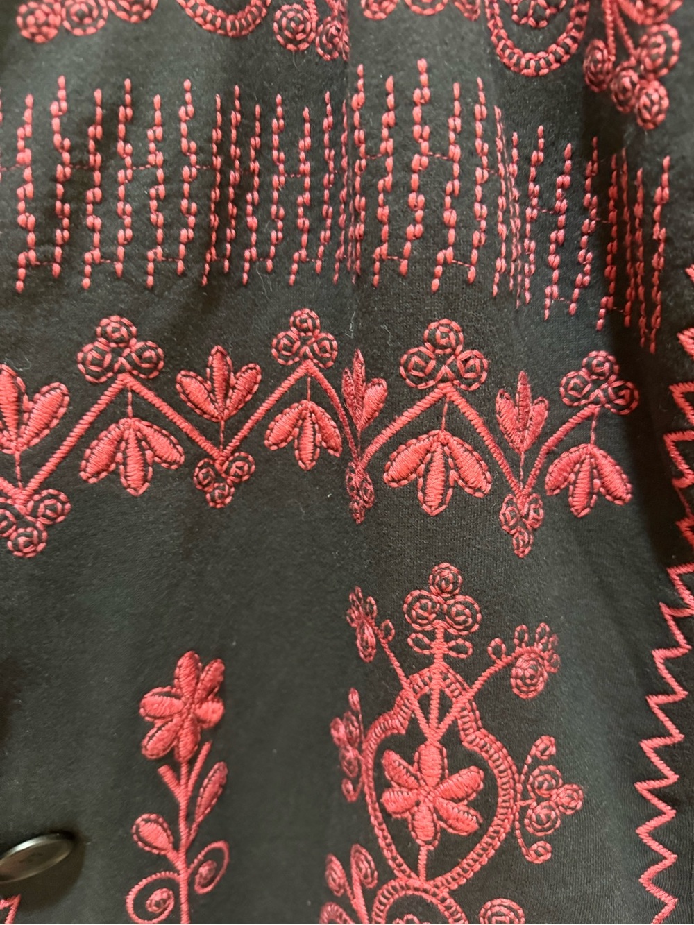 Johnny Was Black Cape with Redish Pink Embroidered Floral Motif size xs - Picture 3 of 9